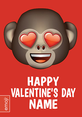 Emoji Valentine's Day Card - Monkey with Heart Eyes
