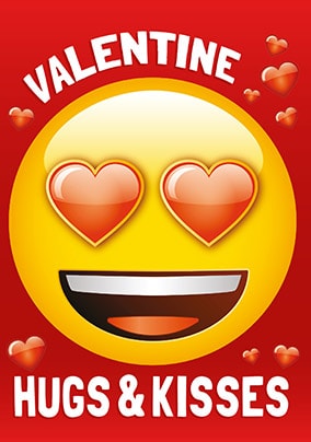 Emoji Hugs & Kisses Valentines Card