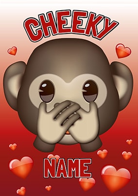 Emoji Cheeky Monkey Personalised Card