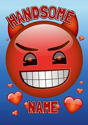 Emoji Handsome Devil Personalised Card