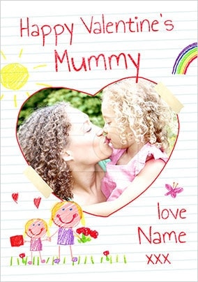 Happy Valentines Mummy Girls Photo Card