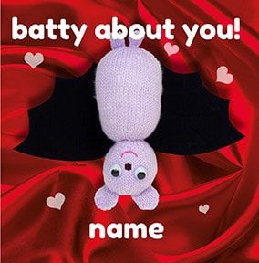 Batty About You Personalised Valentines Card