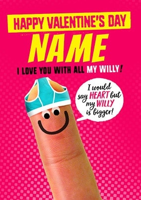 All My Willy Personalised Valentines Card