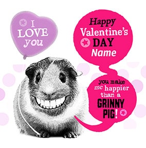 Grinny Pig Personalised Valentines Card