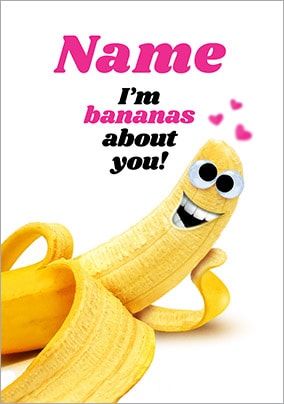 Bananas About You Personalised Valentines Card