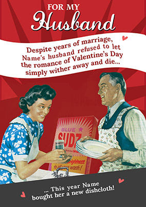 Husband Valentine's Day card - A new dishcloth!