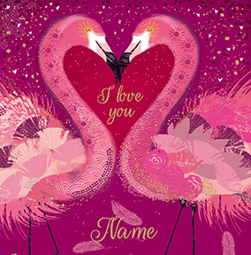 Flamingos One I Love Valentine's Card - Woodmansterne