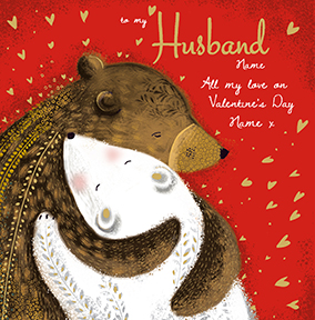 Hugging Bears Husband Valentine's Card - Woodmansterne
