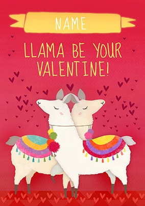 Llama Be Your Valentine Personalised Card