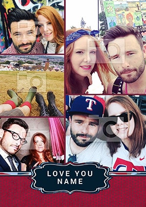 Love You Banner Multi Photo Valentines Card