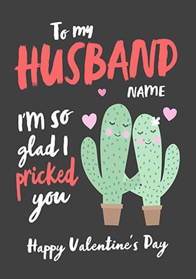 Husband - So Glad I Pricked You Personalised Card