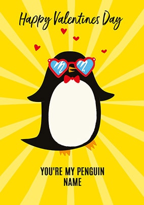 You're My Penguin Personalised Valentines Card