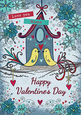 Bird House Valentine's Day Personalised Card