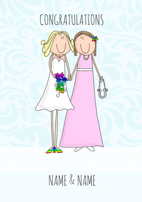 Characters - Wedding Day Card Congratulations Her & Her