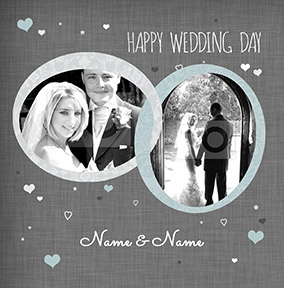 Hearts - Wedding Day Card Photo Upload Rings