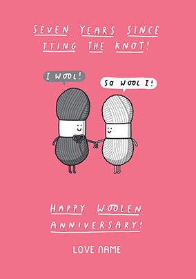 Seven Years - Woolen Anniversary Personalised Card