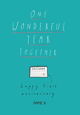 One Wonderful Year Together Personalised Card