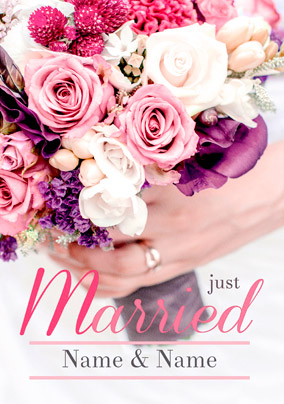 Letter Press - Just Married Wedding Card