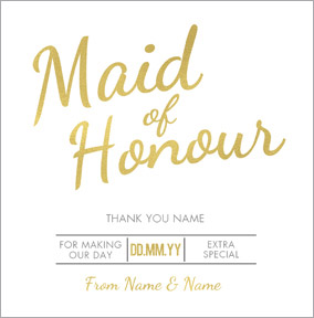 Luxe Love Affair - Maid of Honour Thank You Wedding Card