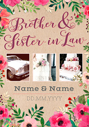 Neon Blush - Photo Brother & Sister-In-Law Wedding Day Card