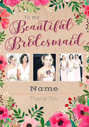 Neon Blush - Photo Beautiful Bridesmaid Wedding Card