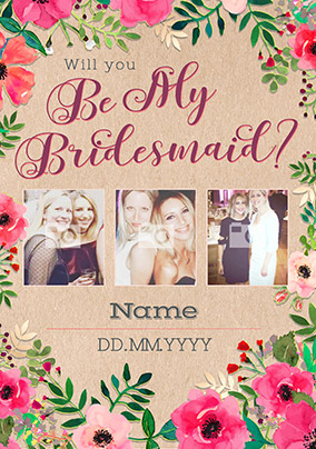 Neon Blush - Photo Upload Bridesmaid Card