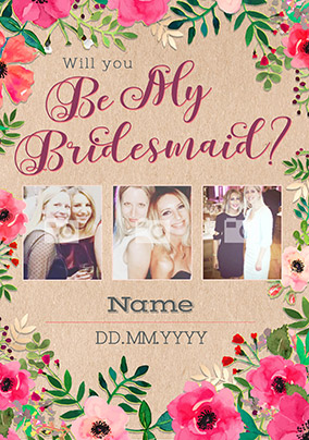 Neon Blush - Photo Bridesmaid Wedding Card