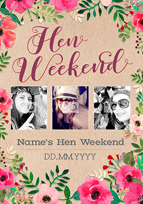 Neon Blush - Multi Photo Upload Hen Weekend Card