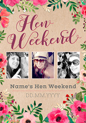 Neon Blush - Multi Photo Upload Hen Weekend Card