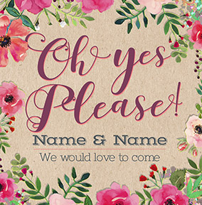 Neon Blush - Wedding RSVP Yes Card