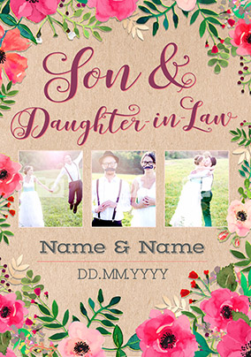 Neon Blush - Multi Photo Son & Daughter-in-Law Wedding Card