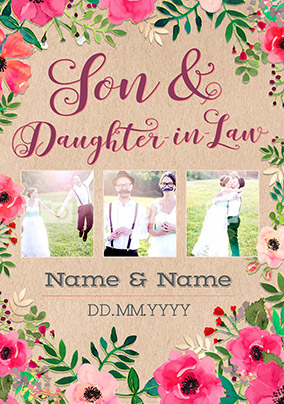 Neon Blush - Multi Photo Upload Son & Daughter-in-Law Card