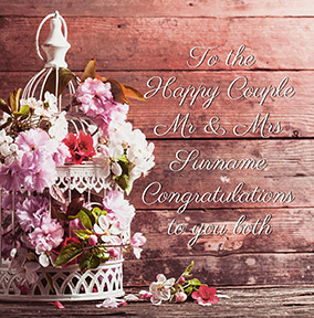 Paper Rose - Wedding Card Floral Bird Cage