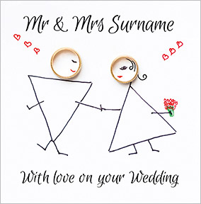 Paper Rose - Wedding Card Mr & Mrs Rings & Triangles