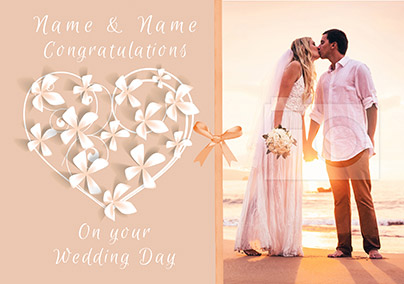 Paper Rose - Wedding Card Photo Upload Apricot