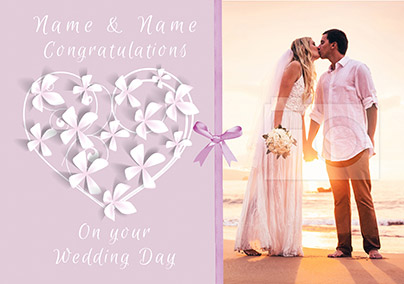 Paper Rose - Wedding Card Photo Upload Violet