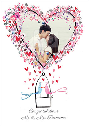 Paper Rose - Wedding Card Floral Heart Photo Upload