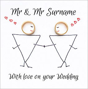 Paper Rose - Wedding Card Mr & Mr Rings & Triangles