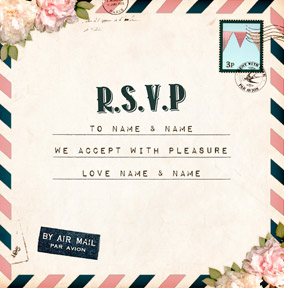 Par Avion - RSVP Accept Wedding Card