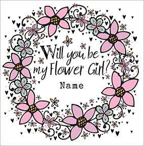 Rhapsody - Flower Girl Card Will you be Floral Wreath