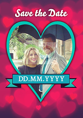 Rhapsody - Save the Date Card Heart & Banner Photo Upload