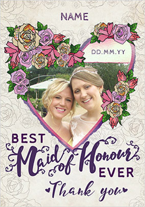 Rosa Photo Upload Maid of Honour Thank You Card