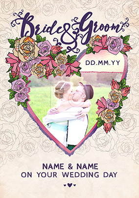 Rosa Photo Upload Bride & Groom Wedding Day Card