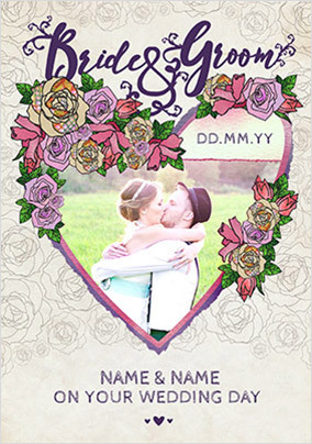 Rosa Photo Upload Bride & Groom Wedding Day Card