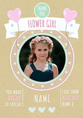 Rustic Romance - Flower Girl Thank You Wedding Card