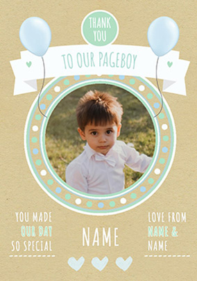 Rustic Romance - Pageboy Thank You Wedding Card