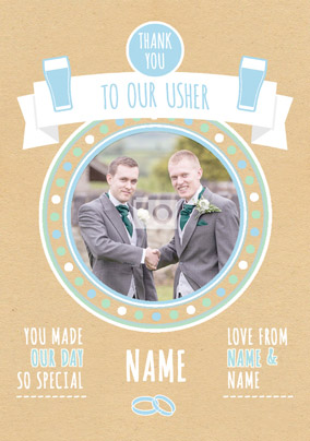 Rustic Romance - Usher Thank You Wedding Card