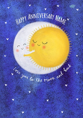 Moon and Back Personalised Anniversary Card
