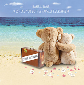 Just Married Teddies Personalised Card