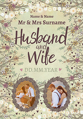 Midsummer Dream Photo Upload Husband & Wife Wedding Card